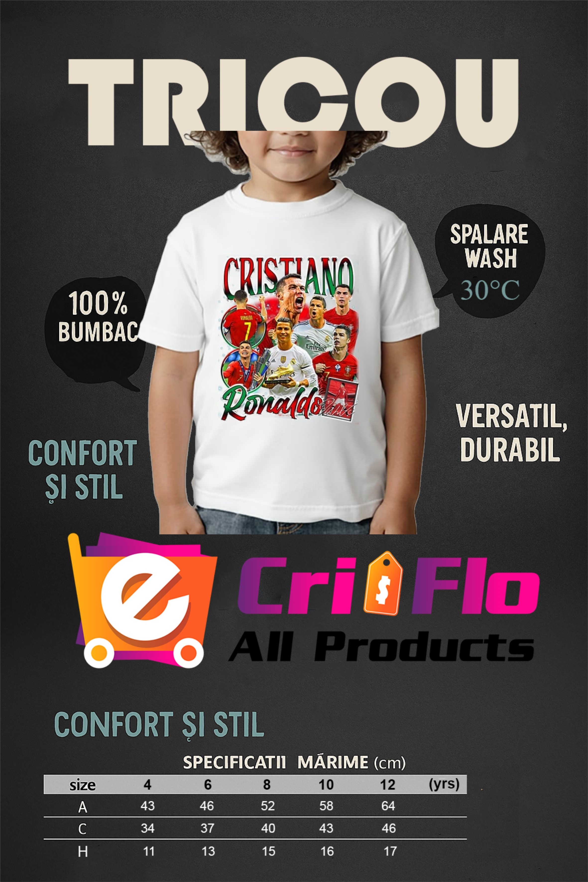 tabel marimi tricou ronaldo